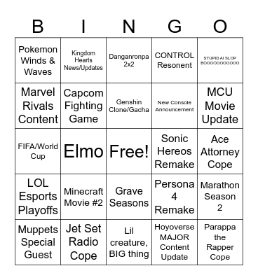 SUMMER GAME FEST 2026 Bingo Card