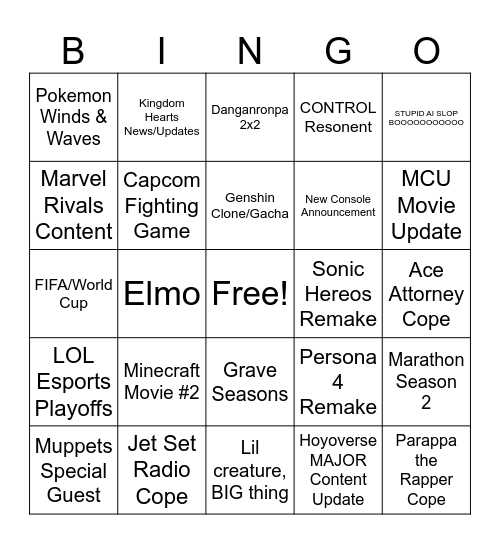 SUMMER GAME FEST 2026 Bingo Card