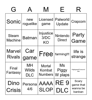 Summer Games Fest Bingo Card