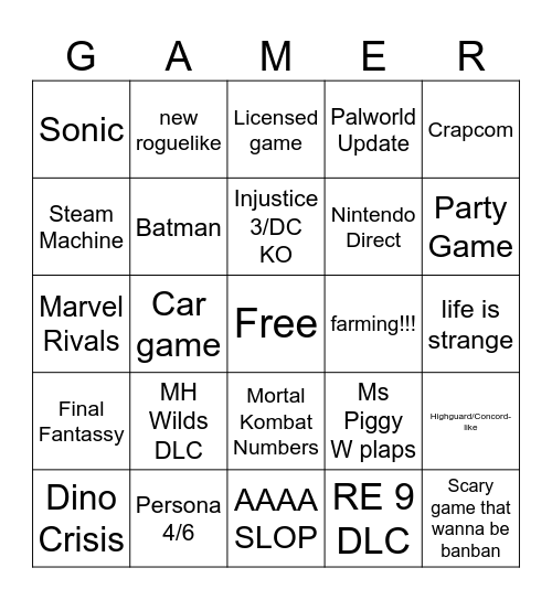 Summer Games Fest Bingo Card