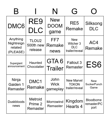 Untitled Bingo Card