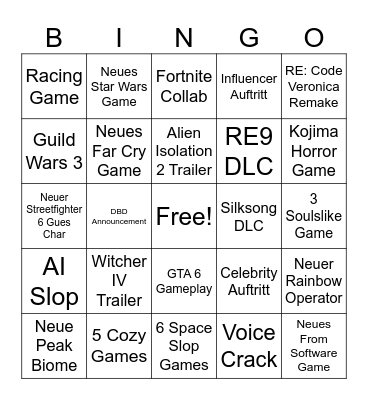 Summer Games Fest Bingo Card