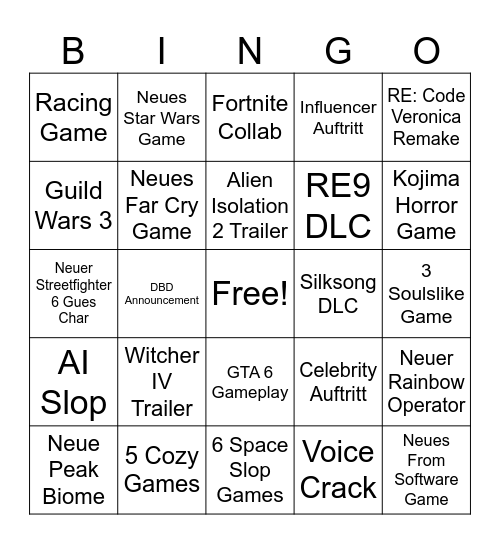 Summer Games Fest Bingo Card