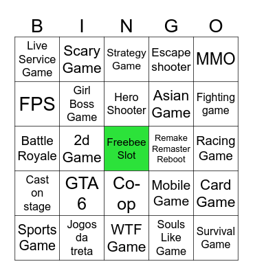 Game Show Bingo Card