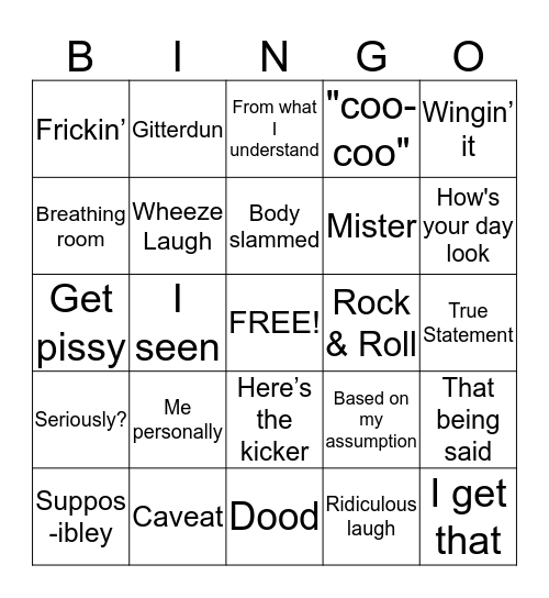 Barryism Bingo Card
