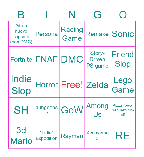 Summer Game Fest Bingo Card