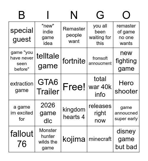Untitled Bingo Card
