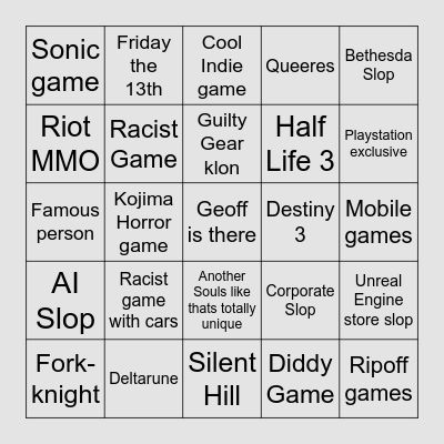 Summer Game Fest Bingo Card