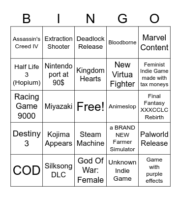 Summer Game Fest 26 Bingo Card