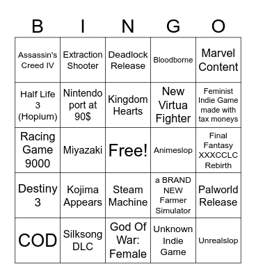Summer Game Fest 26 Bingo Card