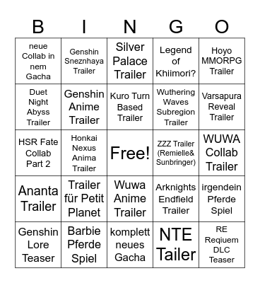 Yvons Bingo Card