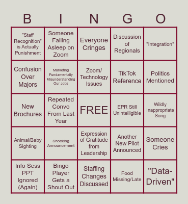 Retreat Bingo Card