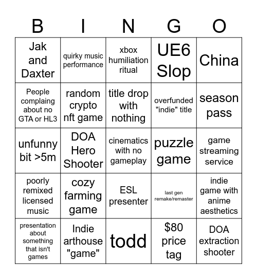 El jefe Bingo Card