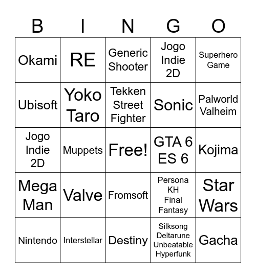 Summer Game Fest Bingo Card