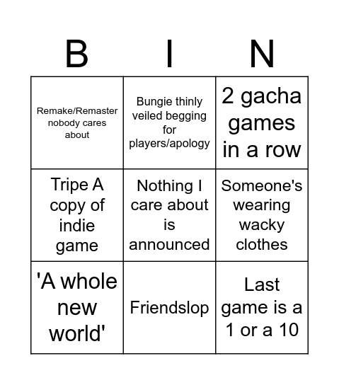 Untitled Bingo Card