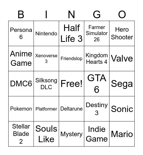 Summer Game Fest 2026 Bingo Card