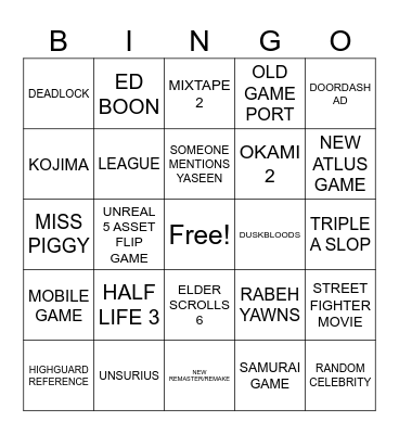 Untitled Bingo Card