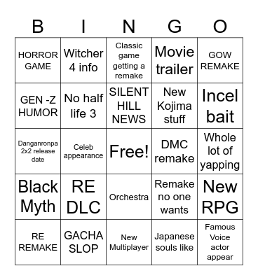 SUMMER GAME FEST 2026 Bingo Card