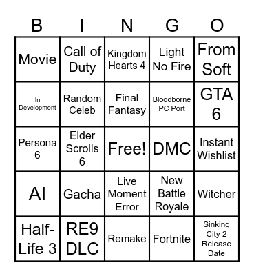 Summer of Games Bingo Card