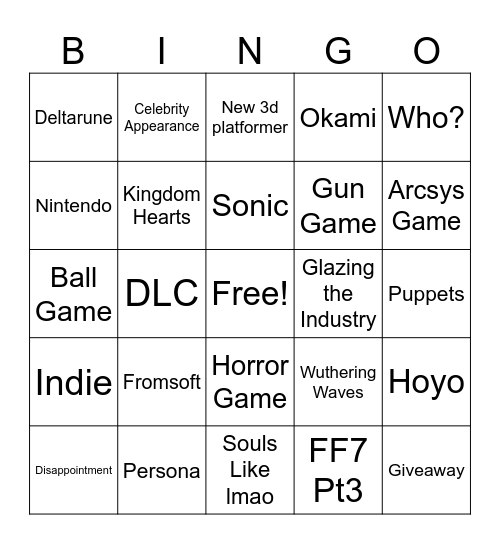 SGF 2026 Bingo Card