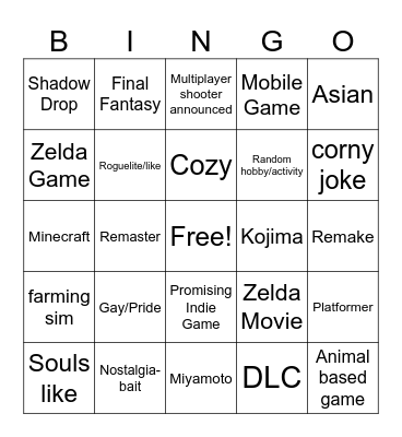 Summer Fest Bingo Card