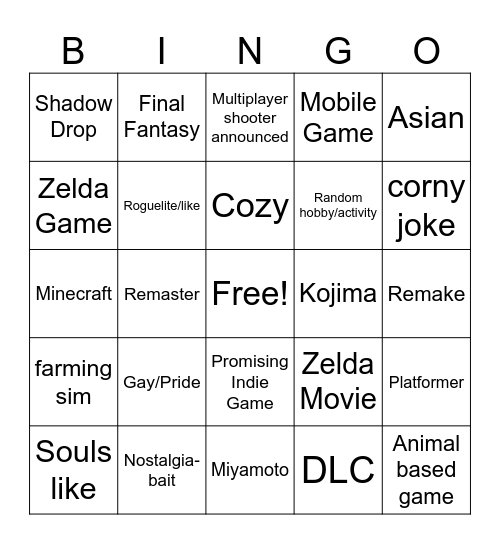 Summer Fest Bingo Card