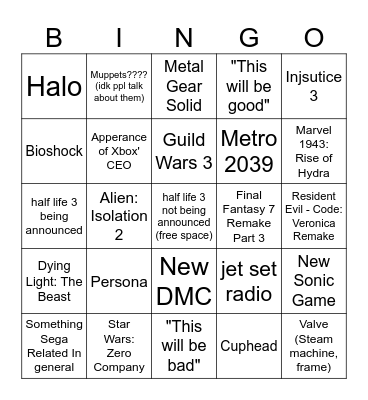 S Bingo Card