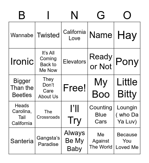 1996 Bingo Card
