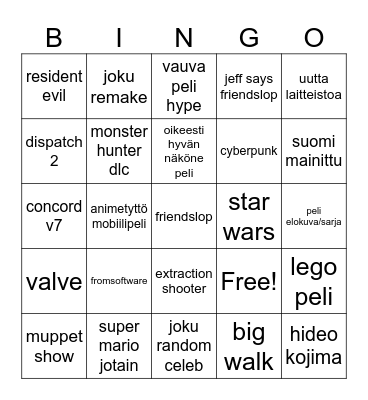 cmon sgf Bingo Card