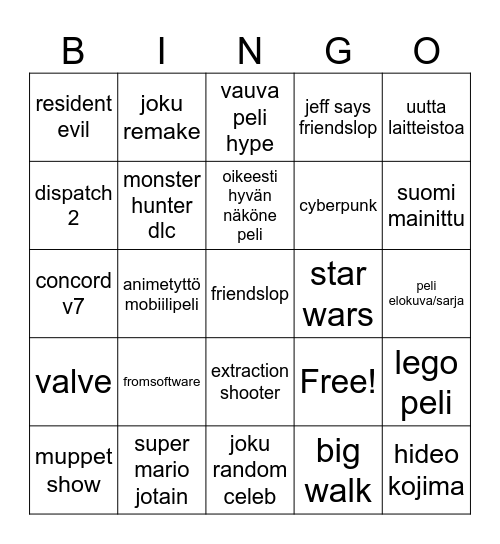 cmon sgf Bingo Card