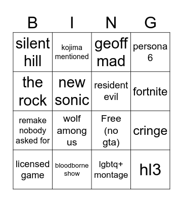 sgf Bingo Card