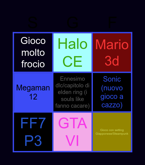 Summer Game Fest Bingo Card