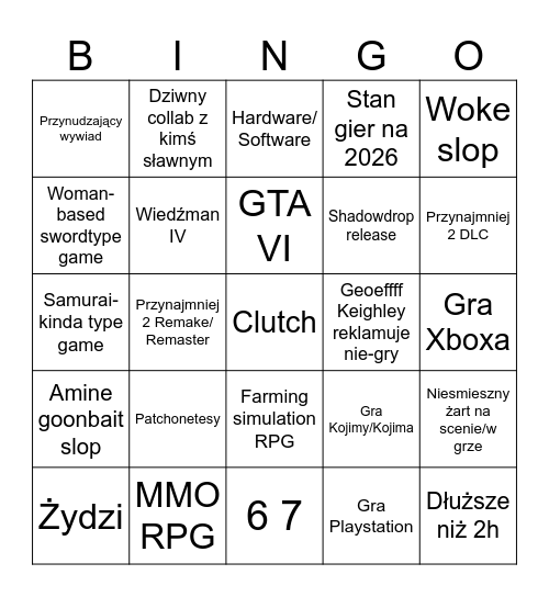 Suummer Game Fest 2026 Bingo Card