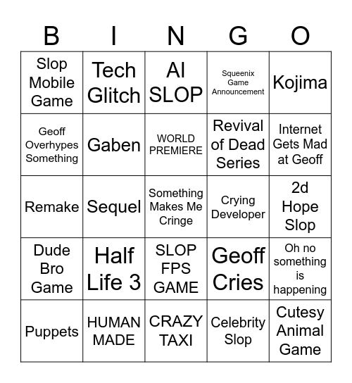 Games Fest Bingo Card