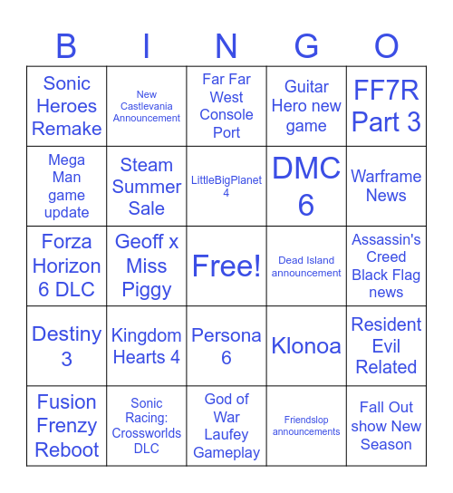 SGF 2026 bingo Card