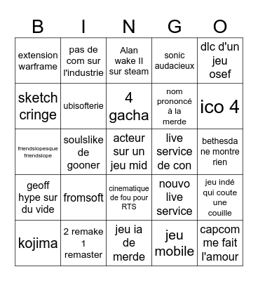 son heure gemme fesse Bingo Card