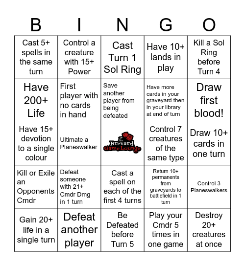 MTG Commander Bingo! Bingo Card
