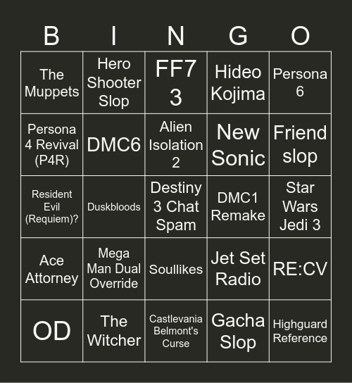 Summer Geoff Fest Bingo Card