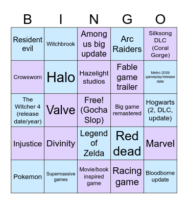 Game fest 2026 Bingo Card