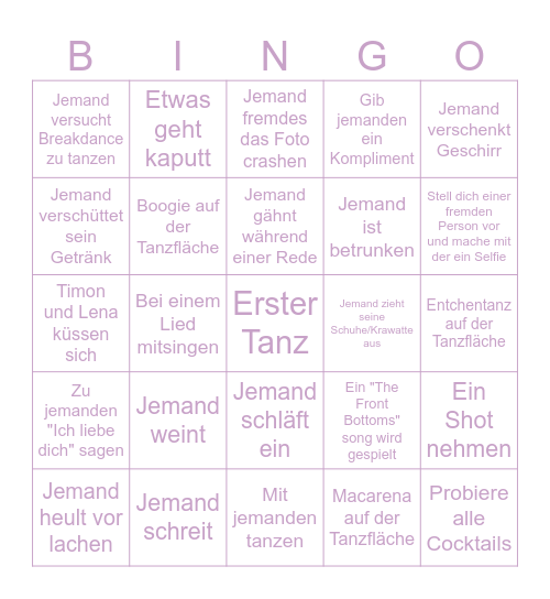 Hochzeitsbingo Card