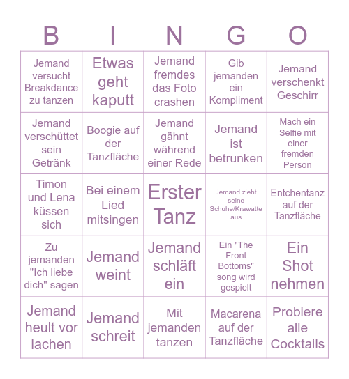 Hochzeitsbingo Card