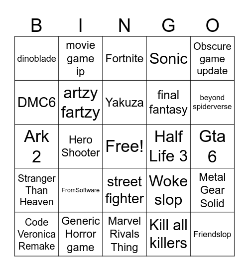 Summer Games Fest Bingo Card