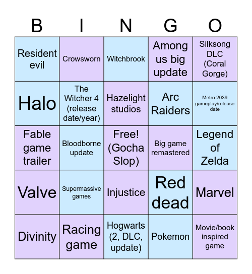 Game fest 2026 Bingo Card