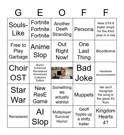 Summer Games Fest Bingo Card