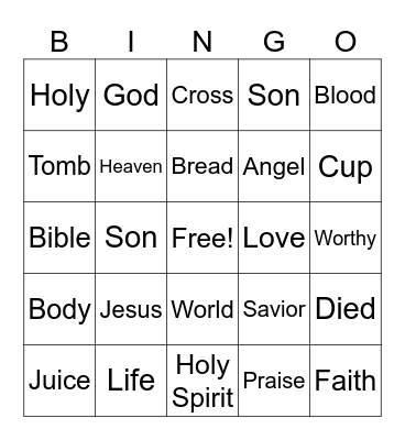 Communion Bingo Card