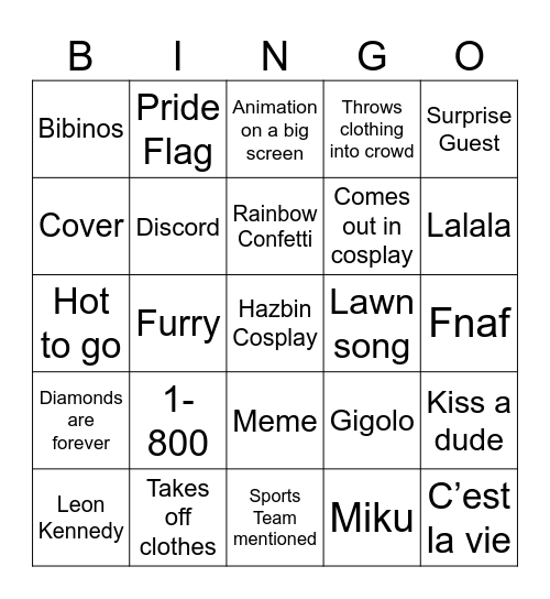 BBno$ Bingo Card