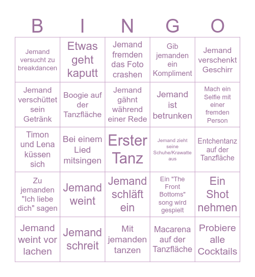 Hochzeitsbingo Card