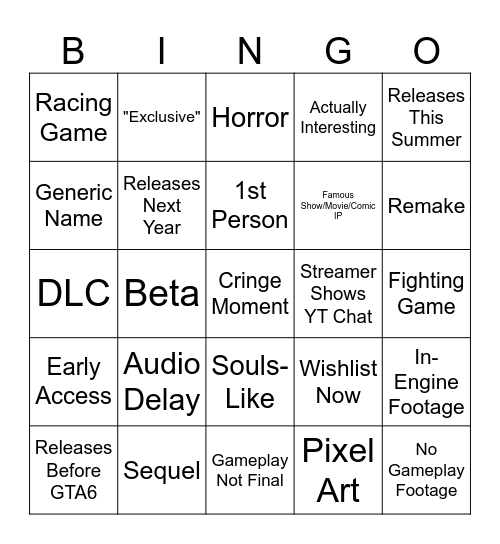 SummerFest Bingo Card