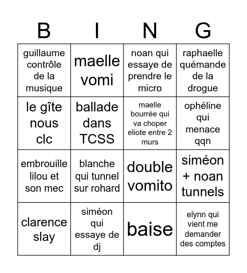 18’s bingo Card