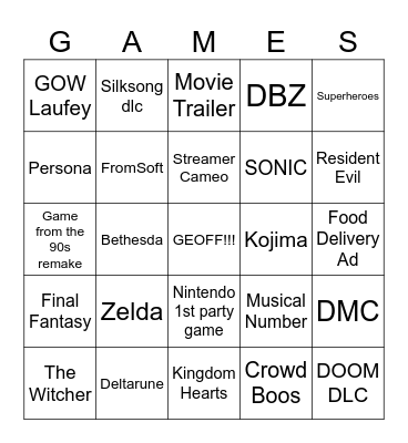 SGF 2026 Bingo Card